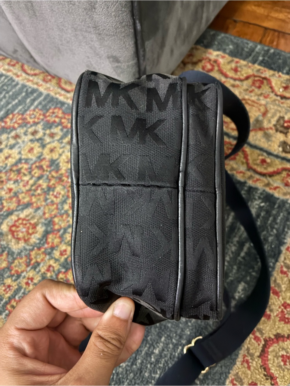 Michael Kors Black MK Monogram Crossbody Messenger - Picture 7 of 7
